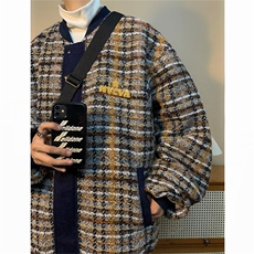 美式复古外套男秋冬新款高街棒球服潮牌休闲毛呢夹克WJ905-P65，男装夹克，星座1008