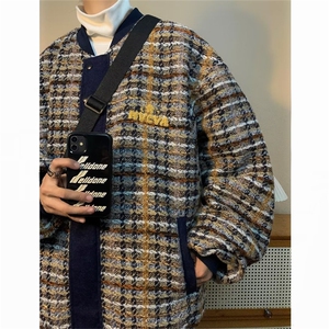 美式复古外套男秋冬新款高街棒球服潮牌休闲毛呢夹克WJ905-P65图片