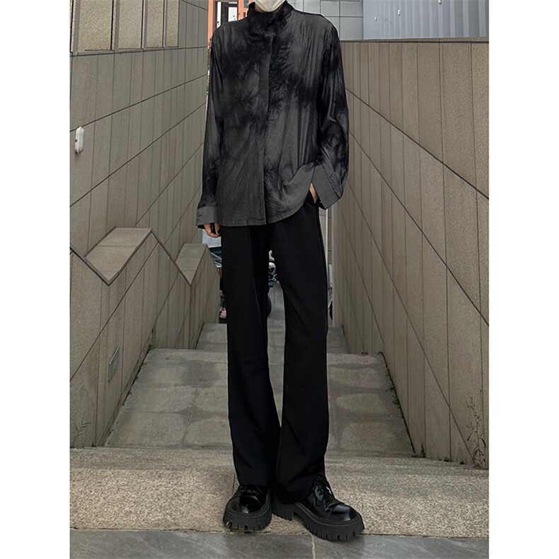 B221美式ins高街纯色情侣款休闲微喇冰丝西裤LK23083-P55控78,男装休闲裤,电商B221