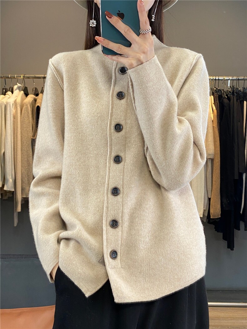 女士秋冬四平加厚羊毛外套保暖休闲舒适柔软,女装羊毛衫,牧思羊