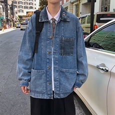 秋冬港风休闲街头运动风口袋班服牛仔衣夹克外套男装W1377-P58，男装夹克，星座512-2
