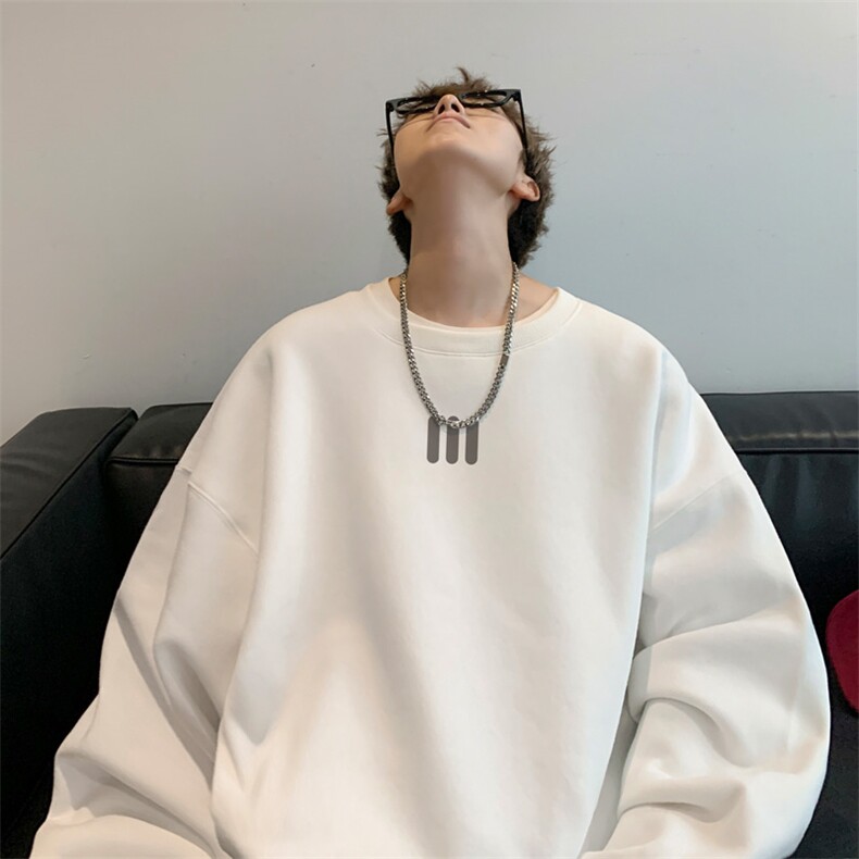 内景新款秋冬简约宽松圆领卫衣男潮牌情侣打底WY00239/P35加绒P45，男装T恤，电商B316