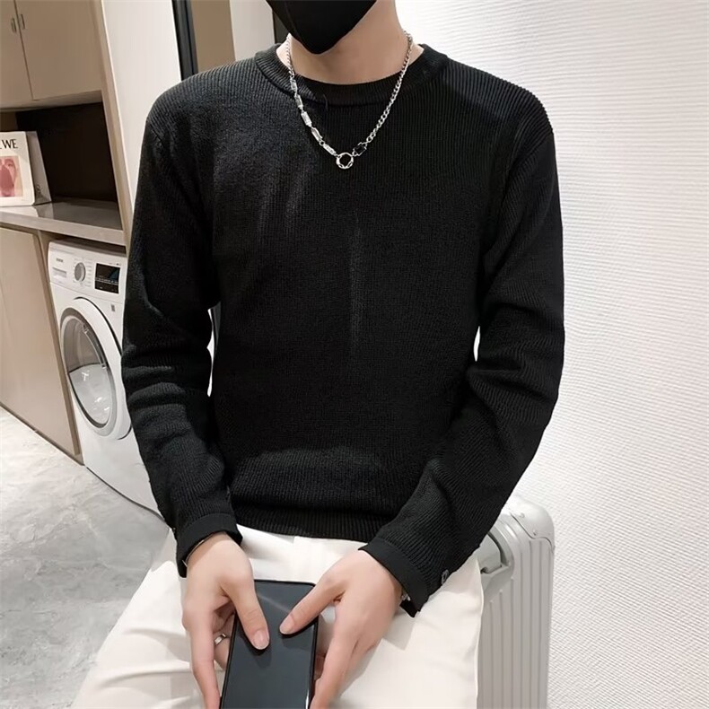 韩版修身圆领毛衣男士袖口纽扣线衣打底青年秋冬高端S526-P48,男装针织衫/毛衣,星座1109-3
