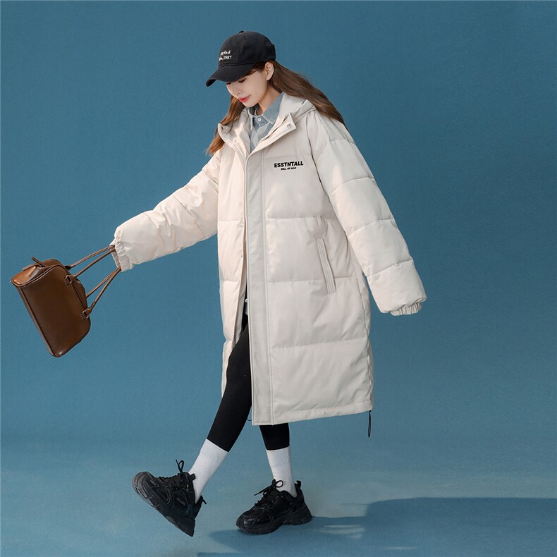 白鸭绒22冬季简约印花长款连帽羽绒服外套YR1502P245控298，男装羽绒服，A247A
