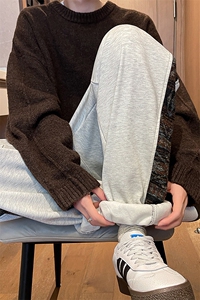 8XL-M民族拼接刺绣束脚卫裤男冬加绒加厚大码运动裤KZ024P45图片