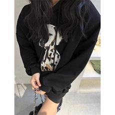 C294-P55学院风学生情侣款上衣狗狗印花连帽抽绳卫衣，男装卫衣，星座617A-2