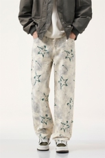 四季潮款美式高街时尚潮流痞帅宽松直筒水洗休闲牛仔裤男，男装牛仔裤，电商D218A