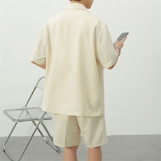 高品质时尚潮靠皱丝滑西装短袖套装ZT61-XZ402-2P128控178货足，男装T恤，星座402-2
