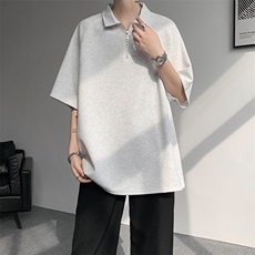 8XL-M半拉链t恤短袖POLO衫男款夏季美式翻领宽松大码半袖DT008P45，男装T恤，电商B312