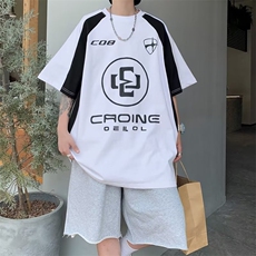 拉链款圆领宽松型甜酷潮流女新款气质纯色T恤五分袖简约慵懒夏季，男装T恤，星座1013
