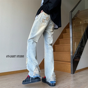 B221 美式ins高街暗黑小众修身小脚破洞牛仔裤 LK23055-P65 控88图片