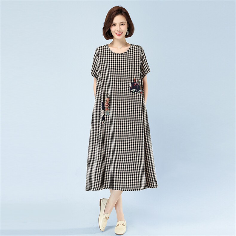 2023新款连衣裙休闲大码宽松贴布款,女装连衣裙,秋牧寒烟