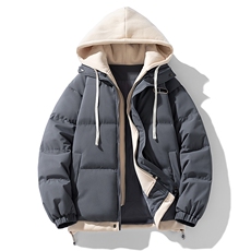 现货抖音得物二开三防加厚假两件拼接连帽棉衣冬季棉服LL9999，男装棉衣，电商A486