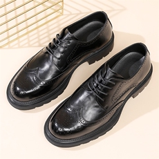 2025春季新款真皮男鞋布洛克正装皮鞋英伦风增高商务皮鞋男，男鞋皮鞋，电商A223