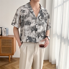 B353CS369P55M-3XL聚酯纤维100夏季新款2025冰丝衬衫直播款黑，男装衬衫，电商B353