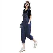 短袖牛仔背带裤套装女2023夏季新款女装韩版时尚休闲两件套套裤潮，女装套装/套裙，慧尚依恋