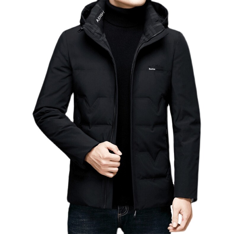冬季新款男士羽绒服外套男装连帽纯色保暖休闲白鸭绒MJ82066-P290,男装羽绒服,电商B212（原钱塘6029）