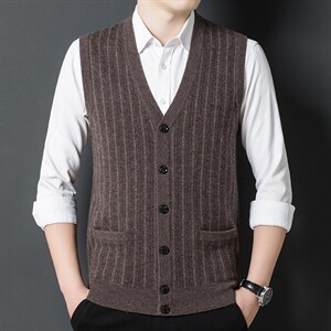 2023冬纯羊毛针织V领背心中年男打底毛衣马甲男上衣YYJ2022-P205,男装针织衫/毛衣,电商B212（原钱塘6029）