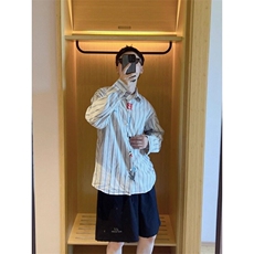 【有货】DC3013-特P45MOISHETIDE刺绣条纹短袖衬衫男，男装衬衫，星座603-2