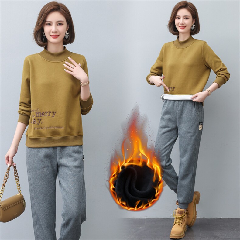 长期现货，加绒加厚新款潮韩版宽松卫衣两件套,女装套装/套裙,涵誉