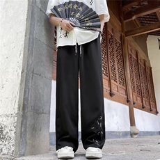 新中式风竹子刺绣潮牌冰丝裤子K2831P38，男装休闲裤，星座1116-2
