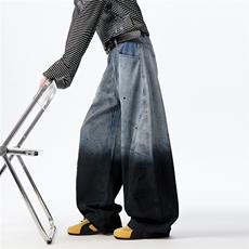WD920现货风格店数据渐变洗水弯刀牛仔裤(P65X98)1，男装牛仔裤，电商C315
