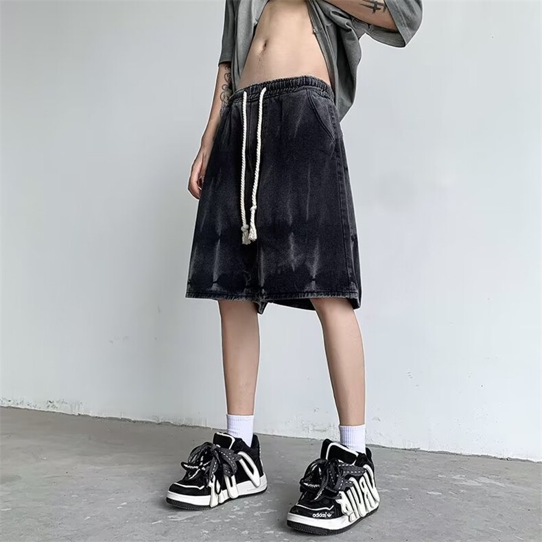 欧美个性扎染牛仔短裤男女夏季小众设计暗黑系炸街五分裤564-p38，男装牛仔裤，星座1008