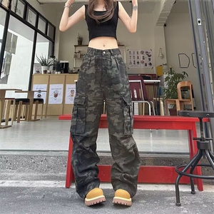 迷彩休闲裤男女韩版潮流大口袋帅气百搭2025夏季ins长裤K6219-P49图片