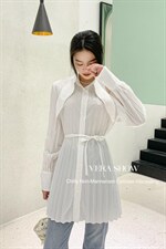 百褶衬衫连衣裙设计师款，女装衬衫，秀薇拉