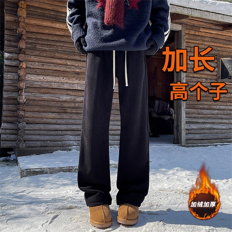 灯芯绒裤子男冬季加绒高个子直筒拖地裤KZ089加长-KZ089加长加绒图片
