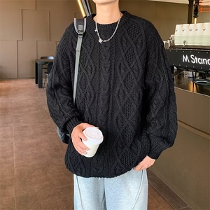 冬季新款绞花扭花毛衣2024男女纯色宽松ins针织毛线衣MZ639-P62图片