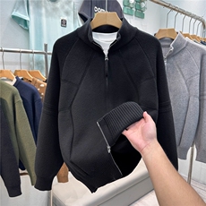L102-P58cleanfit黑色针织开衫外套男款春秋高级感慵懒风，女装短外套，电商B323A