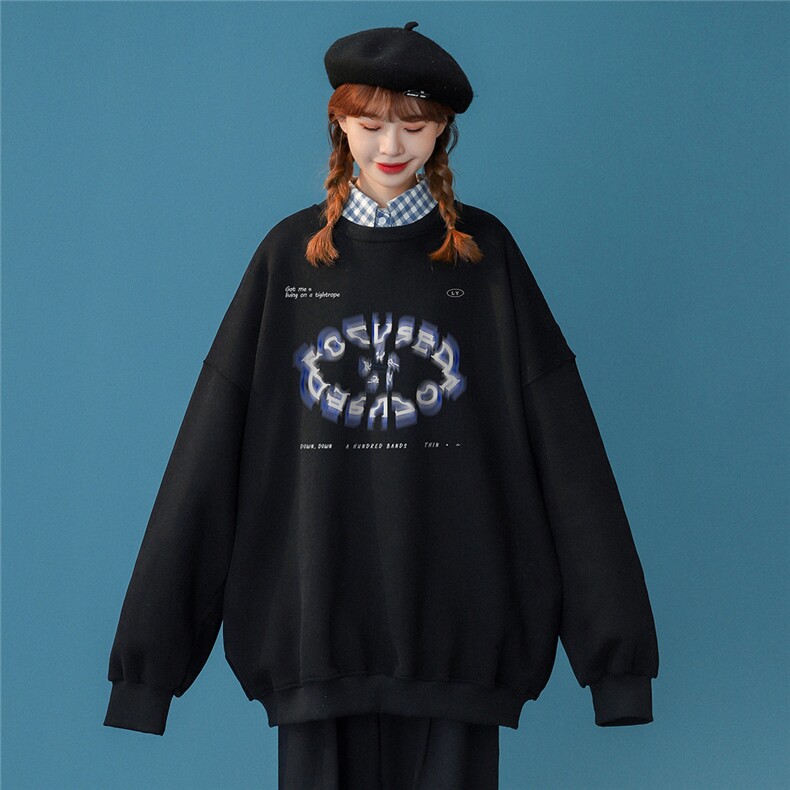 2024春季新款欧美小众字母白色圆领宽松卫衣潮ins W158 P30控48图片