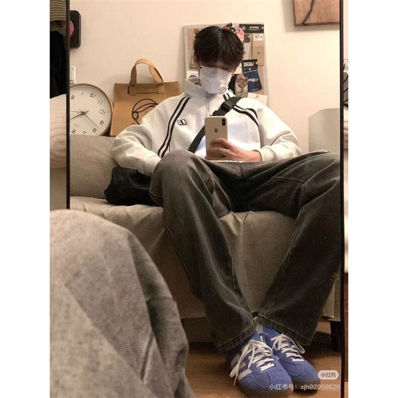 2025春秋插肩条纹刺绣立领卫衣男女简约宽松情侣开衫休闲运动外套,女装短外套,四季星座505
