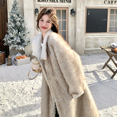新款！环保皮草两面穿中长款皮毛一体派克服2C133-6010-P275-K398，女装派克服，2C133