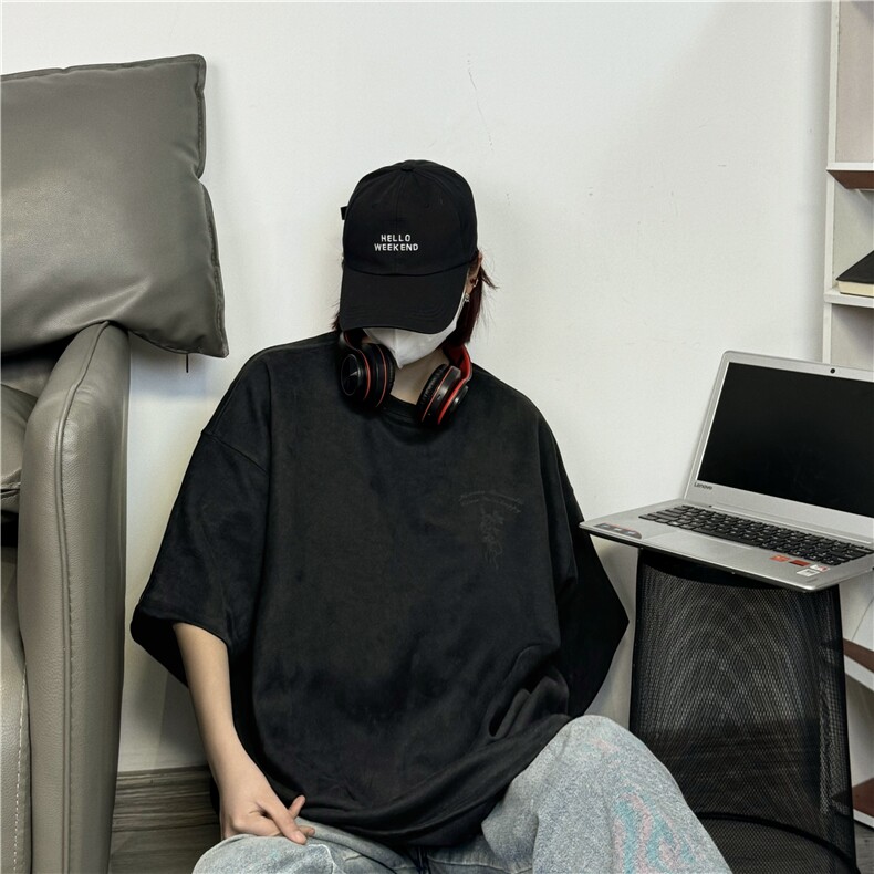 麂皮绒烧花美式复古街头潮牌t恤重磅中性XZ301B-JB4301-p28,男装T恤,星座301B