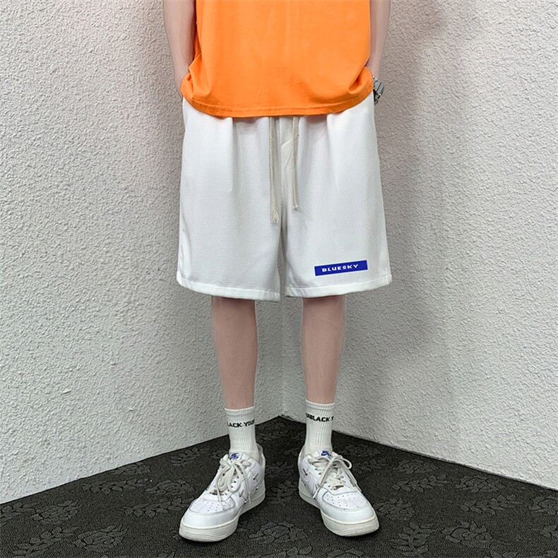 HD74202-P22 华夫格短裤男大码宽松五分裤男直筒中裤图片