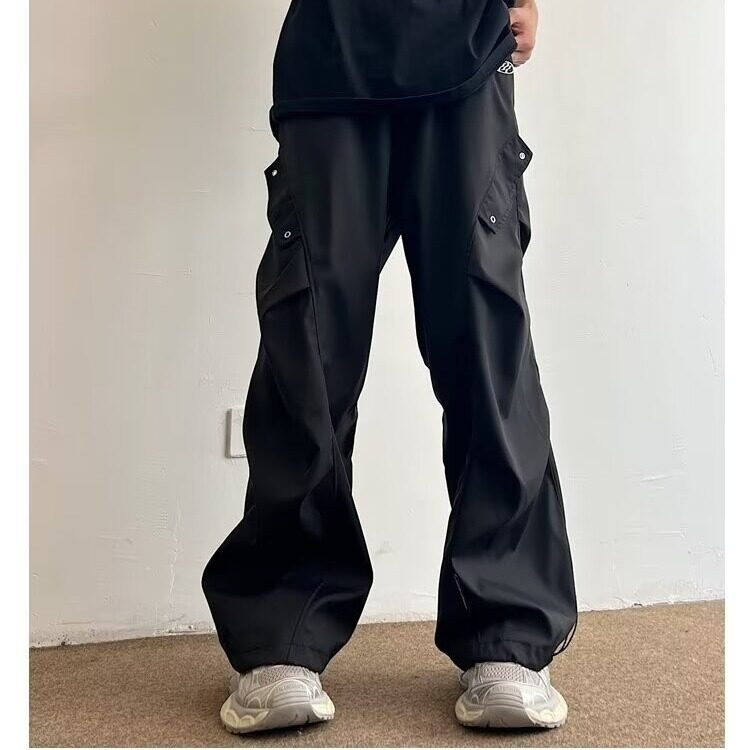 美式潮牌机能伞兵裤男士冬季运动冲锋裤宽松加绒阔腿休闲工装裤子,男装休闲裤,星座506A