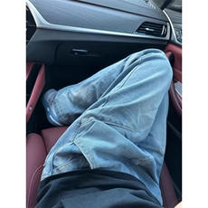 星空纹牛仔裤男夏季薄款美式复古微喇裤宽松直筒裤子NK7056，男装牛仔裤，星座1116A-1（原606A）