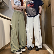 抖音品质夏季新款潮流褶皱宽松休闲冰丝裤B315-K25735-特p30控58，男装休闲裤，电商B315