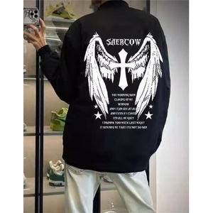 复古高街飞行员翅膀印花夹克秋新款棒球服宽松情侣外套 JN816图片