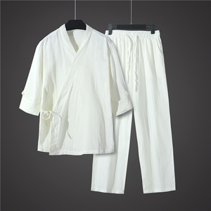 风纯棉休闲衬衫长裤套装禅服衬衣两件套TZ504-P105图片