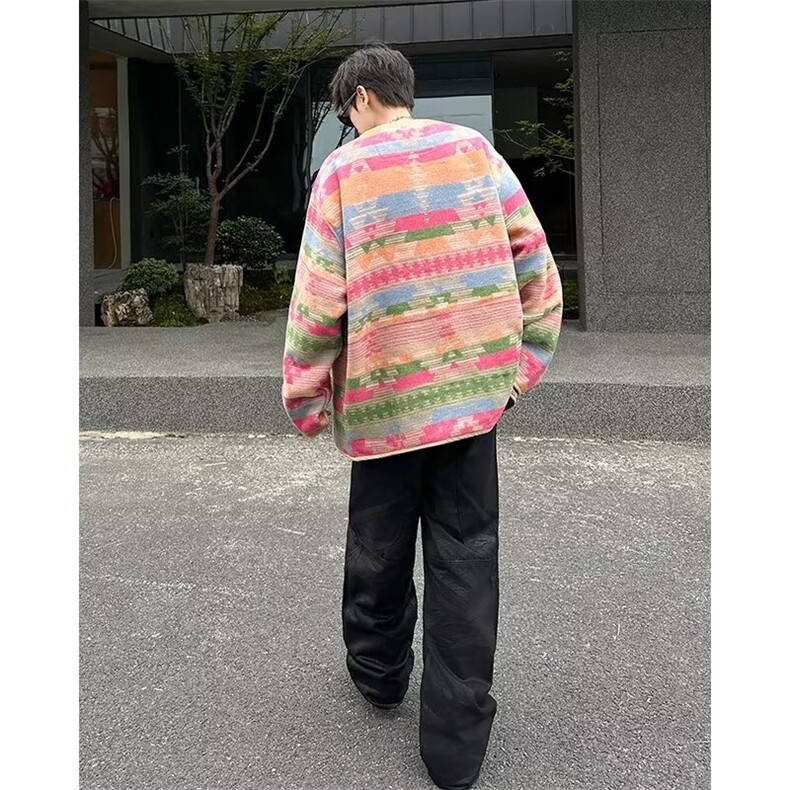 春季复古民族风撞色夹克时尚ins简约潮流慵懒原宿,男装针织衫/毛衣,星座716-4