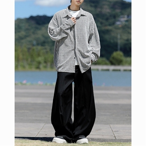 8XL-M鱼骨纹小香风衬衫男生春秋衬衣宽松慵懒垂感外套CS29009P45图片