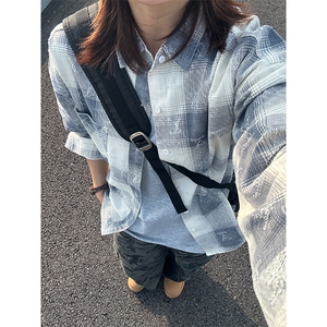 新款现货 牛仔长袖格子衬衫100棉成衣水洗上衣 CS323-P45图片