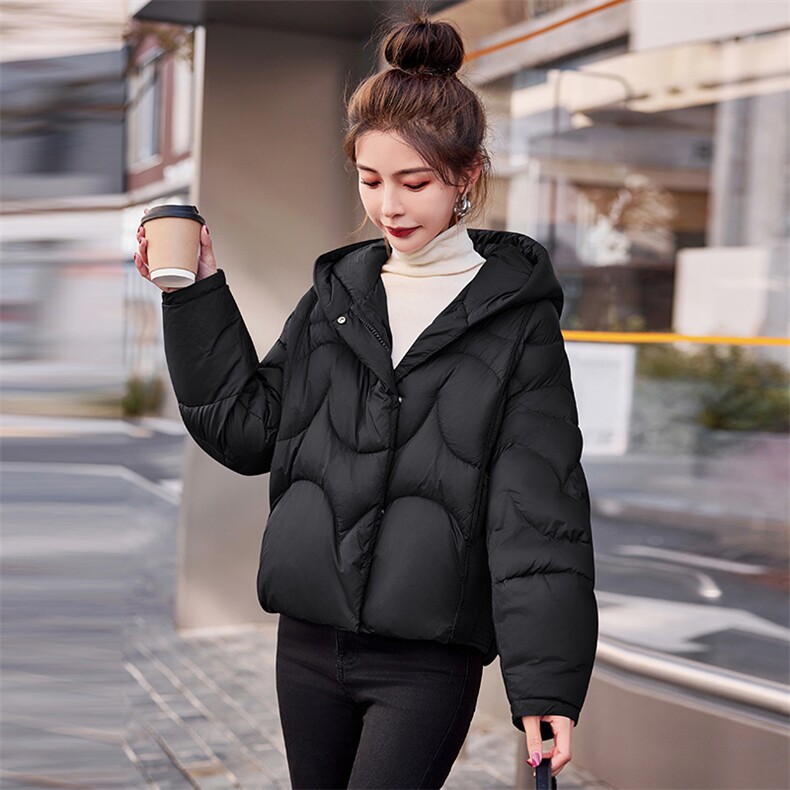 2023冬装新款时尚潮流简约气质优雅连帽羽绒服,女装羽绒服,米雪儿