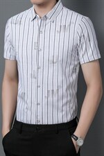 Z22023夏季青年2022男式薄款短袖衬衣修身休闲免烫透气衬衫P52，男装衬衫，电商B360