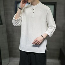 风春夏新款棉麻短袖t恤男宽松大码七分袖QT6008-1/T064/P45，男装T恤，电商A008