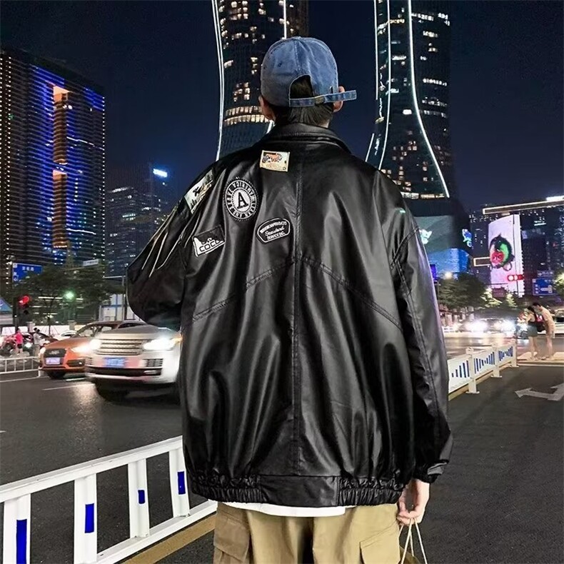 机车皮衣男潮牌夹克春秋季港风ins宽松外套韩版潮流WP313-P67,男装皮衣,星座1109-3