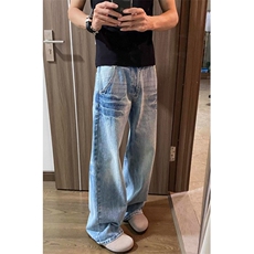 美式复古cleanfit宽松直筒牛仔裤男女百搭阔腿休闲长裤ND780，男装牛仔裤，星座1116A（原606A-3）